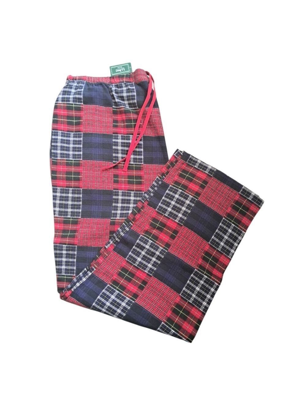 L.L. BEAN flannel patchwork PJ pants loungewear comfy plaid cotton ladies 1X